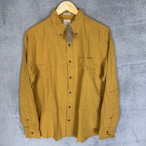S J Crew Shirt Mens M Yellow Slim Untucked Brushed Twill Long Sleeve Button Down